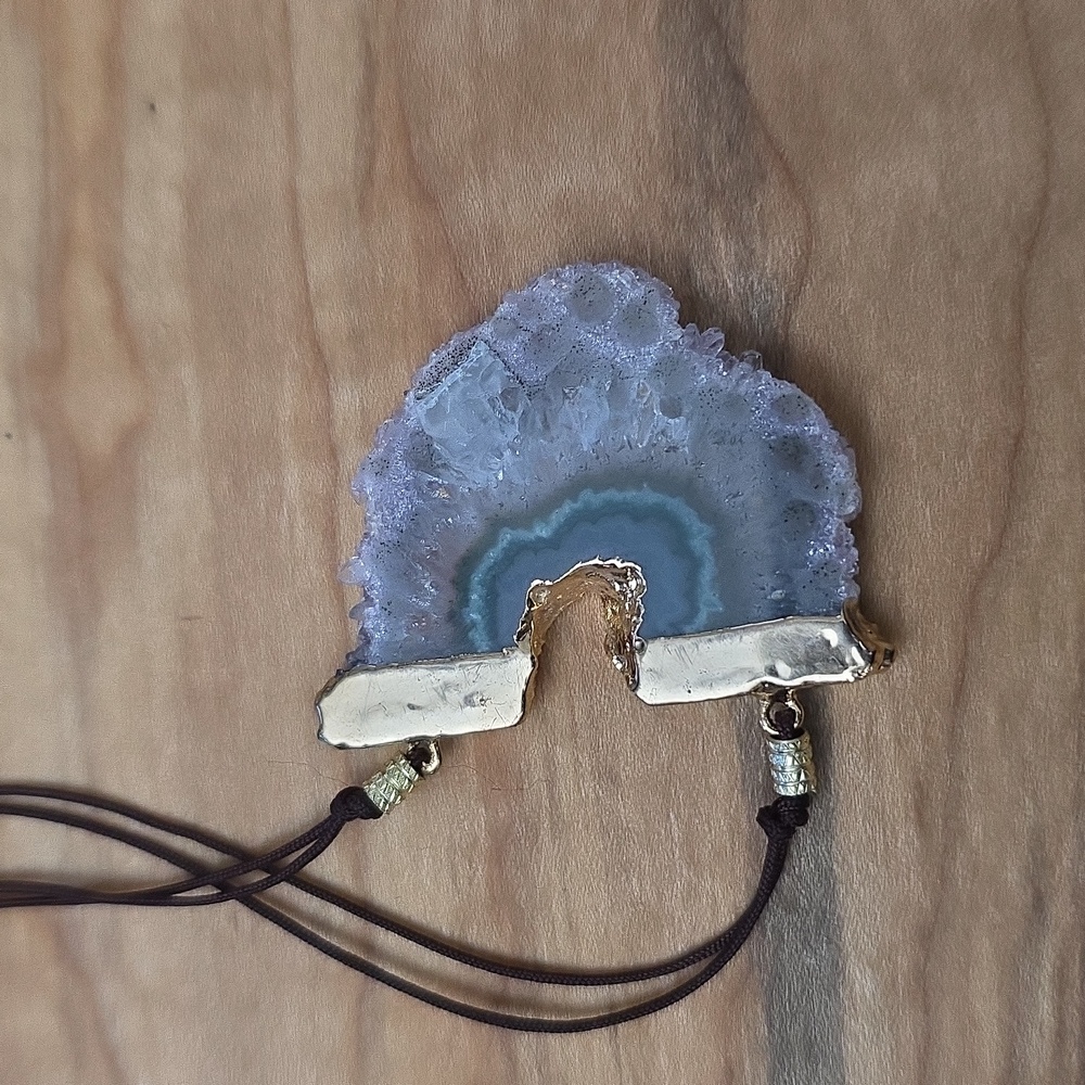 Amethyst Druzy U Shaped Pendant